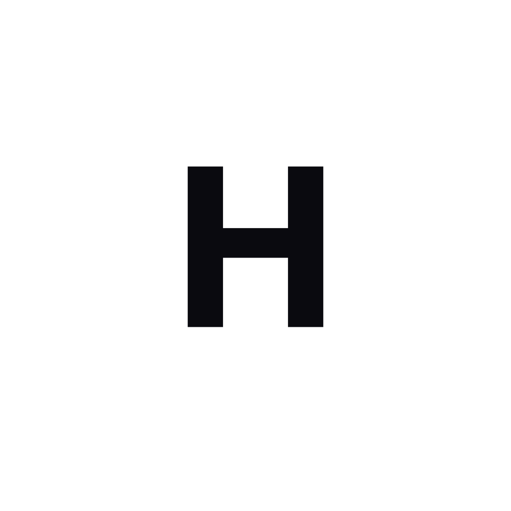 Harakumo mark in white with a dark H